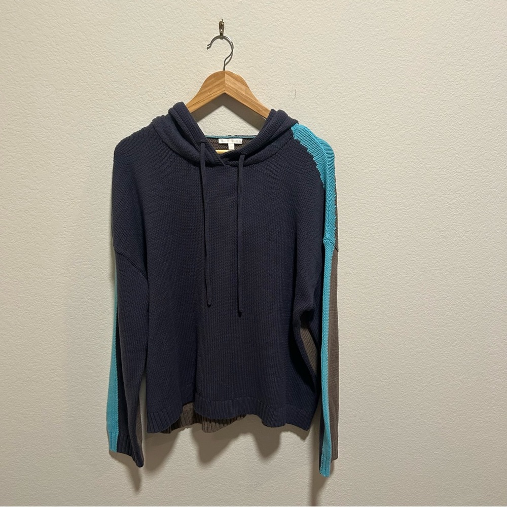 Lisa Todd Colorblock hooded knit sweater